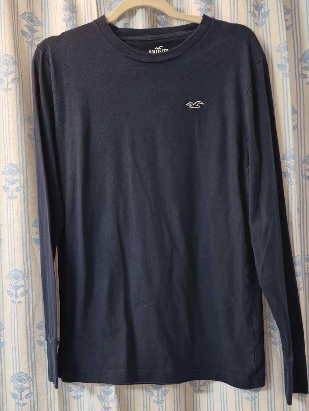 American Eagle Navy Blue Long Sleeve Casual Cotton Logo Shirt Mens Sz S